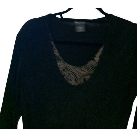 West End Petite Womens Large P 3/4 Sleeve slinky top shirt Pullover layered lagi - Picture 2 of 3